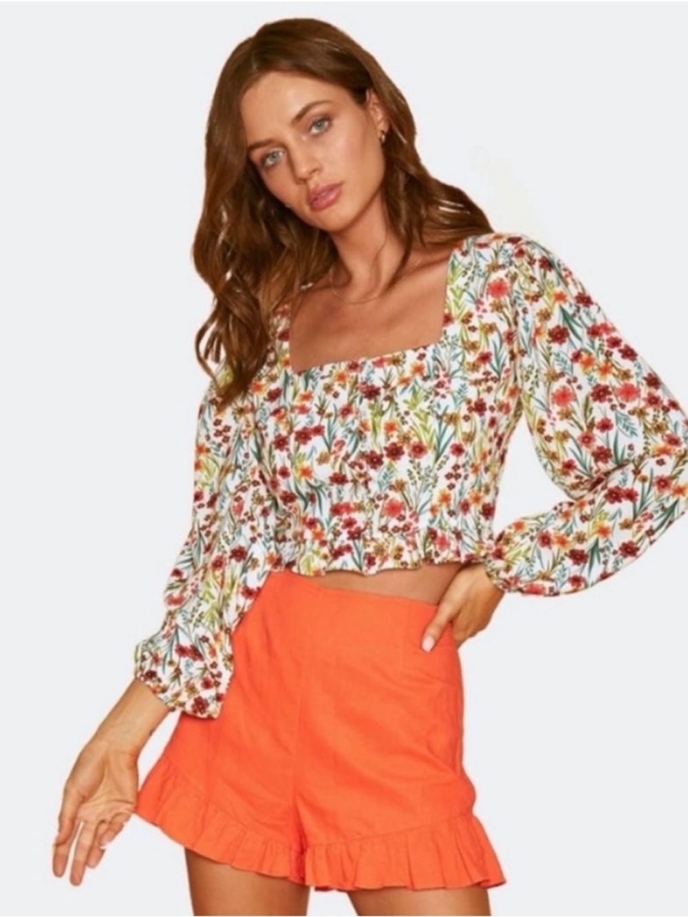 Lost + Wander Floral Square Neck Crop Top - Picture 2 of 11